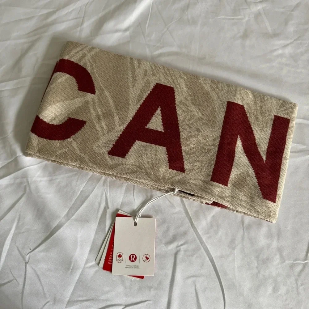 🆕🇨🇦 Lululemon Team Canada Olympic Future Legacy Scarf Mojave Tan Beech White